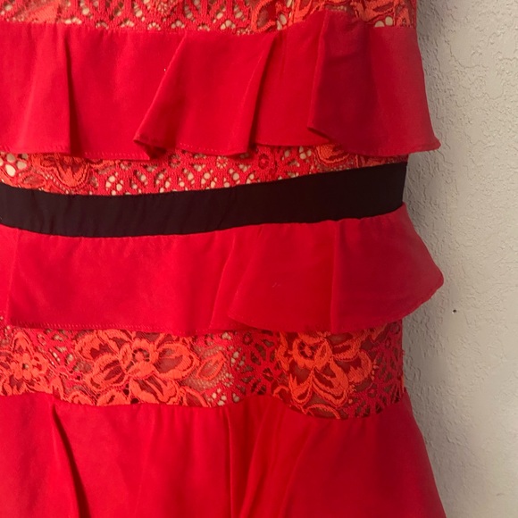 FOR LOVE & LEMONS Chianti Tank Dress red and black ruffle silk blend romantic M - Picture 5 of 10